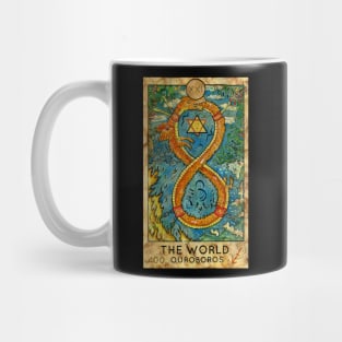 The World. Major Arcana Tarot Card. Hand drawn original artwork.  Check out my other designs. Mug